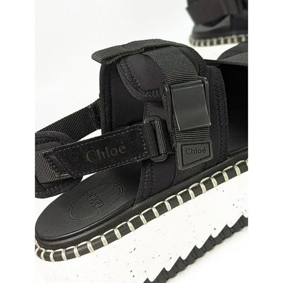 Chloe Lilli Women's Platform Nylon Sandals Black Size 42 IT / 12 US (MSRP $795) - Picture 6 of 12